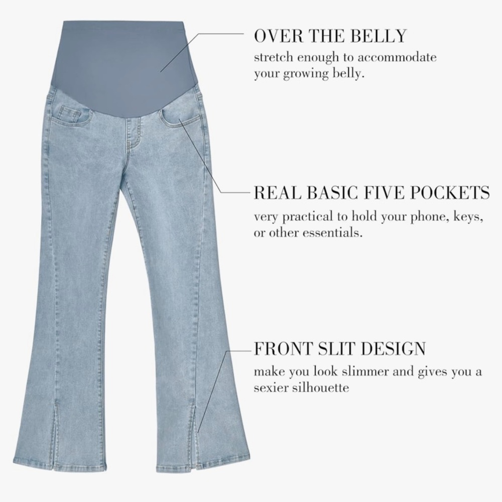 Maternity Stretch Split Front Boot Cut Jeans - image 6